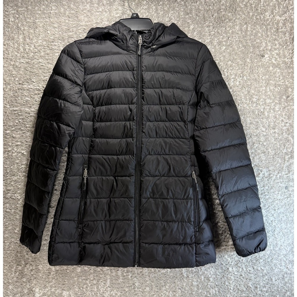 32 Degrees Heat Down Quilted Nylon Lightweight Packable Black Zip Front Jacket